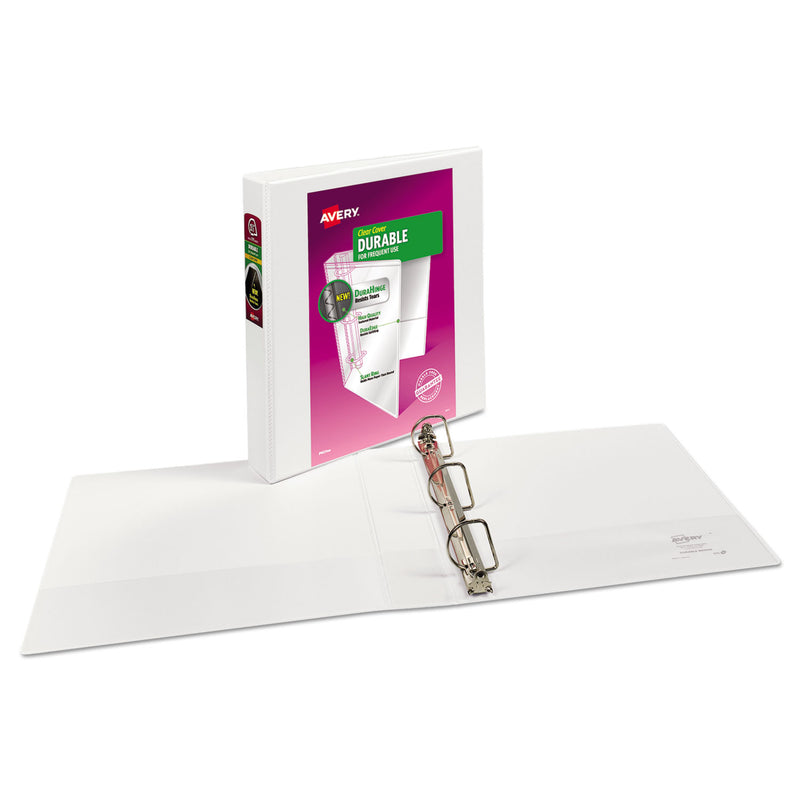 Avery Durable View Binder with DuraHinge and Slant Rings, 3 Rings, 1.5" Capacity, 11 x 8.5, White