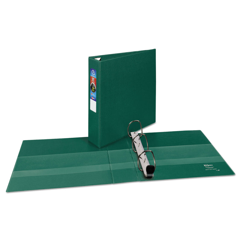 Avery Heavy-Duty Non-View Binder with DuraHinge and One Touch EZD Rings, 3 Rings, 2" Capacity, 11 x 8.5, Green