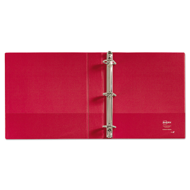Avery Durable Non-View Binder with DuraHinge and Slant Rings, 3 Rings, 1.5" Capacity, 11 x 8.5, Red