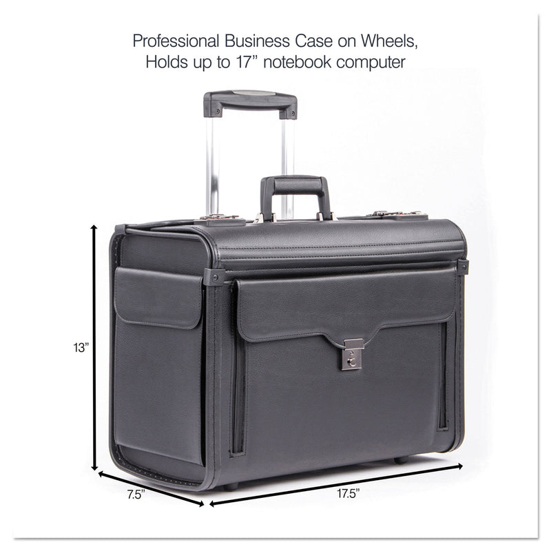 STEBCO Catalog Case on Wheels, Fits Devices Up to 17.3", Koskin, 19 x 9 x 15.5, Black