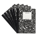 Universal Composition Book, Medium/College Rule, Black Marble Cover, 9.75 x 7.5, 100 Sheets, 6/Pack