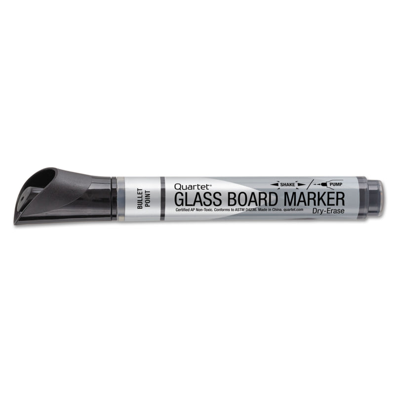 Quartet Premium Glass Board Dry Erase Marker, Broad Bullet Tip, Black, Dozen