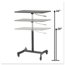Victor DC500 High Rise Collection Mobile Adjustable Standing Desk, 30.75" x 22" x 29" to 44", Black