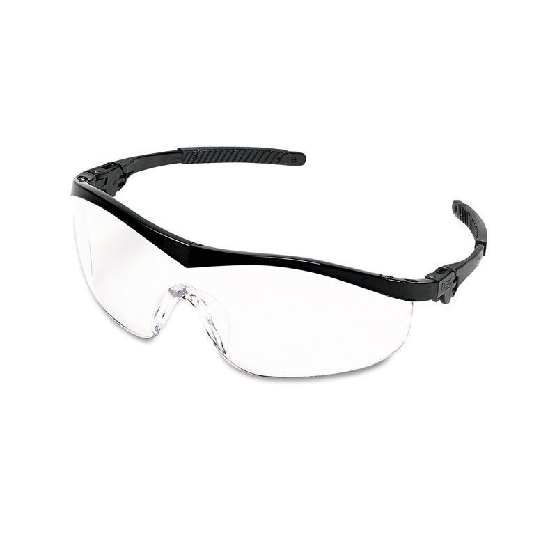 MCR Storm Wraparound Safety Glasses, Black Nylon Frame, Clear Lens, 12/Box