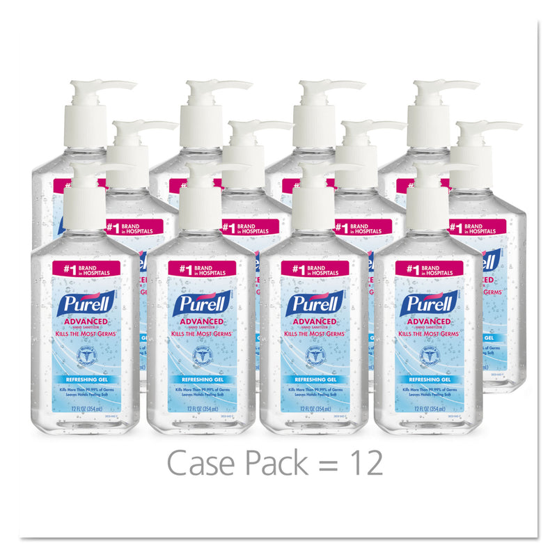 PURELL Advanced Refreshing Gel Hand Sanitizer, 12 oz Pump Bottle, Clean Scent
