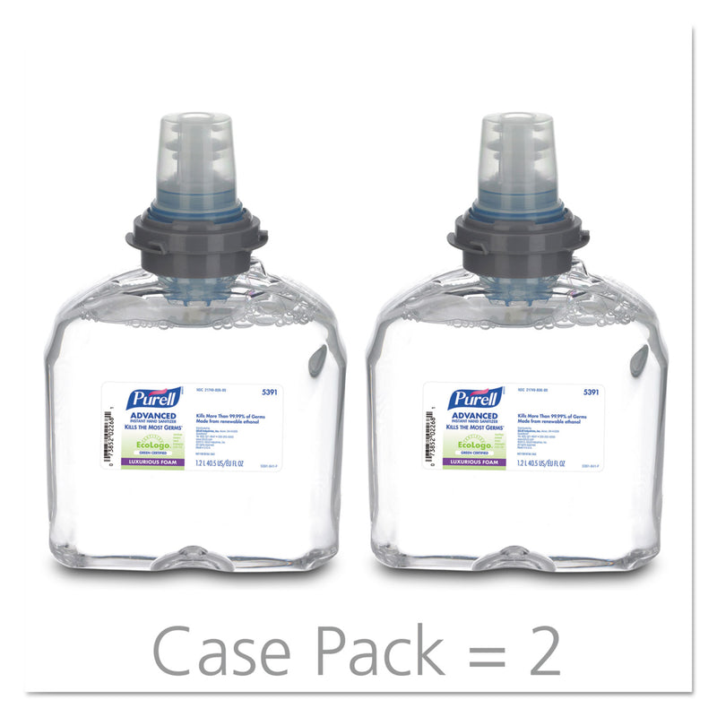 PURELL Green Certified TFX Refill Advanced Foam Hand Sanitizer, 1,200 mL, Fragrance-Free, 2/Carton