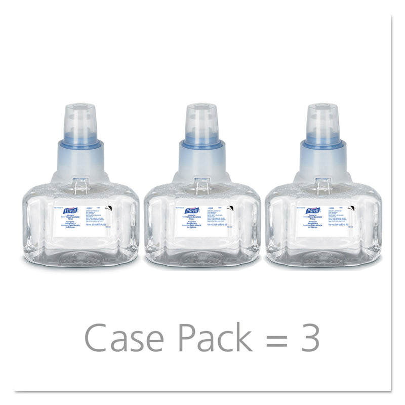 PURELL Advanced Hand Sanitizer Foam, For LTX-7 Dispensers, 700 mL Refill, Fragrance-Free, 3/Carton