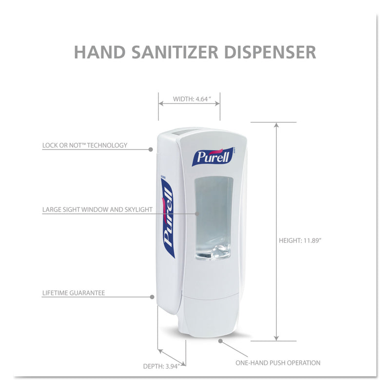 PURELL ADX-12 Dispenser, 1,200 mL, 4.5 x 4 x 11.25, White