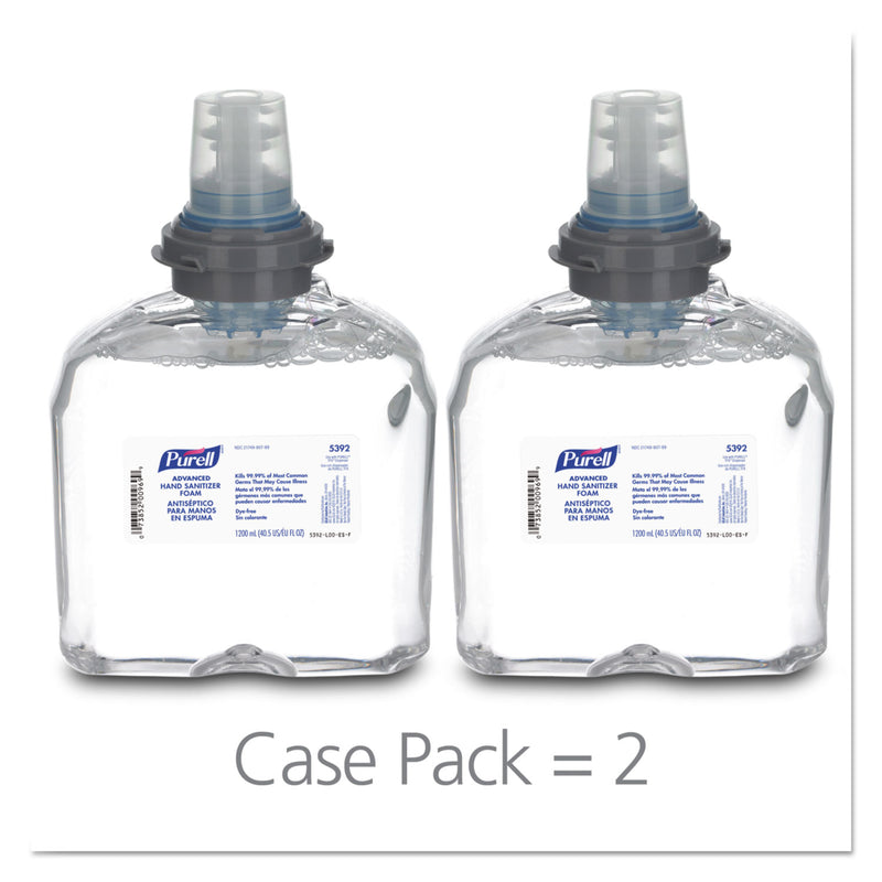 PURELL Advanced TFX Refill Instant Foam Hand Sanitizer, 1,200 mL, Unscented, 2/Caton
