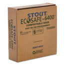 Stout EcoSafe-6400 Bags, 13 gal, 0.85 mil, 24" x 30", Green, 45/Box