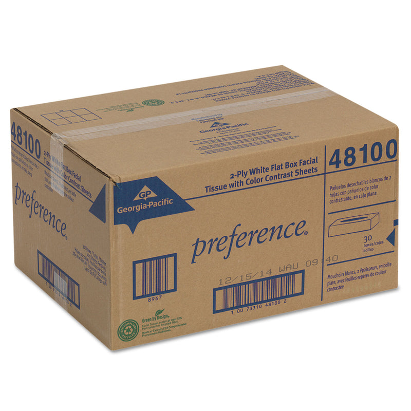 Georgia Pacific Pacific Blue Select Facial Tissue, 2-Ply, White, Flat Box, 100 Sheets/Box, 30 Boxes/Carton
