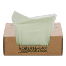 Stout EcoSafe-6400 Bags, 13 gal, 0.85 mil, 24" x 30", Green, 45/Box