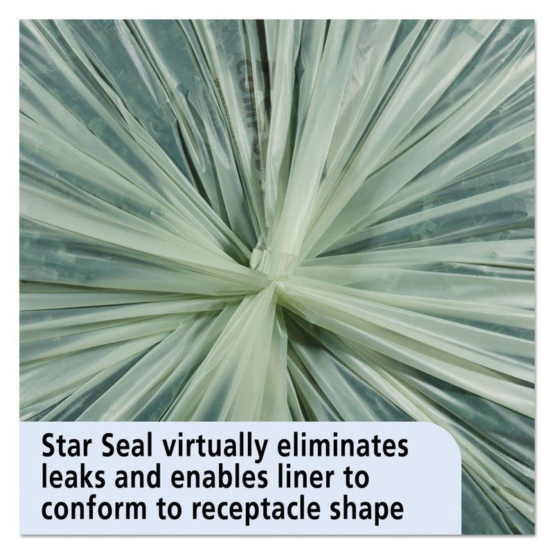 Stout EcoSafe-6400 Bags, 32 gal, 0.85 mil, 33" x 48", Green, 50/Box