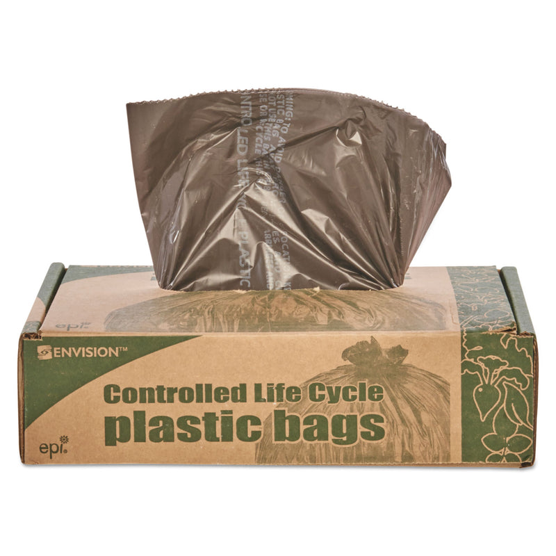 Stout Controlled Life-Cycle Plastic Trash Bags, 39 gal, 1.1 mil, 33" x 44", Brown, 40/Box