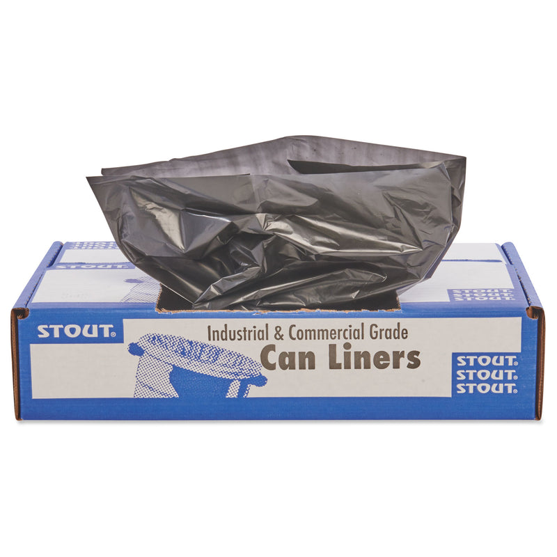 Stout Total Recycled Content Plastic Trash Bags, 30 gal, 1.3 mil, 30" x 39", Brown/Black, 100/Carton