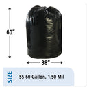 Stout Total Recycled Content Plastic Trash Bags, 60 gal, 1.5 mil, 38" x 60", Brown/Black, 100/Carton