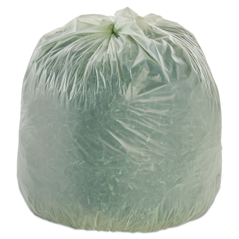 Stout EcoSafe-6400 Bags, 32 gal, 0.85 mil, 33" x 48", Green, 50/Box