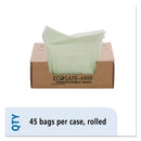 Stout EcoSafe-6400 Bags, 13 gal, 0.85 mil, 24" x 30", Green, 45/Box