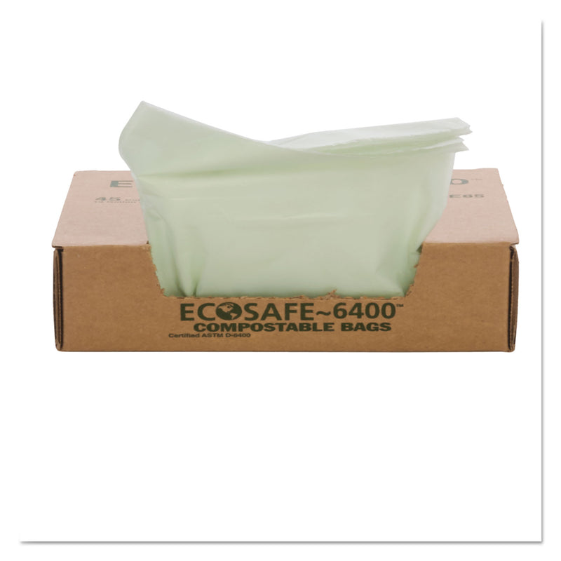 Stout EcoSafe-6400 Bags, 32 gal, 0.85 mil, 33" x 48", Green, 50/Box