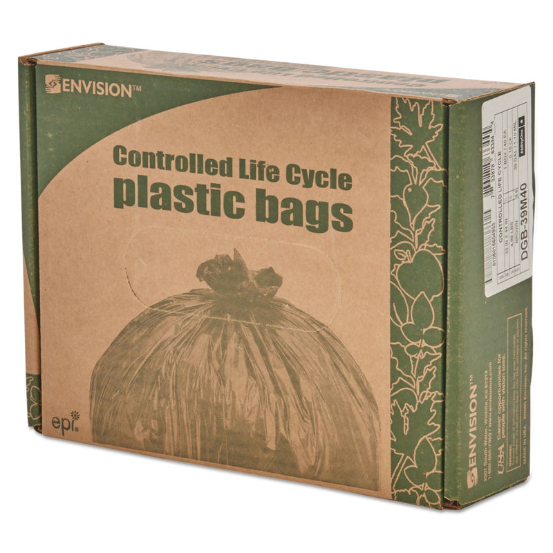 Stout Controlled Life-Cycle Plastic Trash Bags, 30 gal, 0.8 mil, 30" x 36", Brown, 60/Box