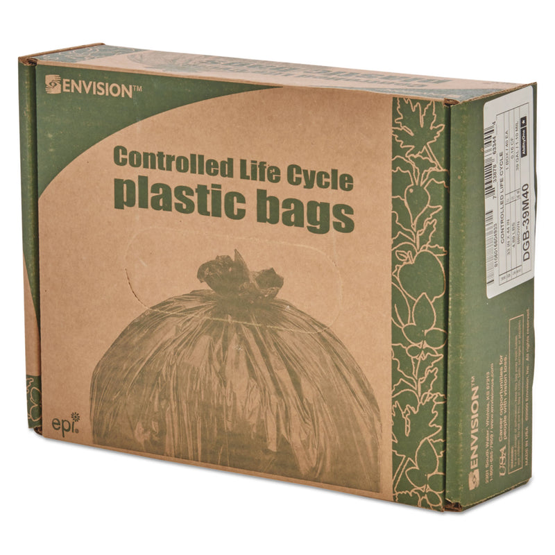 Stout Controlled Life-Cycle Plastic Trash Bags, 39 gal, 1.1 mil, 33" x 44", Brown, 40/Box