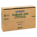 Stout EcoSafe-6400 Bags, 64 gal, 0.85 mil, 48" x 60", Green, 30/Box