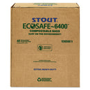 Stout EcoSafe-6400 Bags, 30 gal, 1.1 mil, 30" x 39", Green, 48/Box