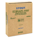 Stout EcoSafe-6400 Bags, 32 gal, 0.85 mil, 33" x 48", Green, 50/Box