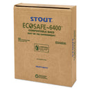 Stout EcoSafe-6400 Bags, 32 gal, 0.85 mil, 33" x 48", Green, 50/Box
