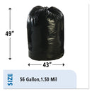 Stout Total Recycled Content Plastic Trash Bags, 56 gal, 1.5 mil, 43" x 49", Brown/Black, 100/Carton