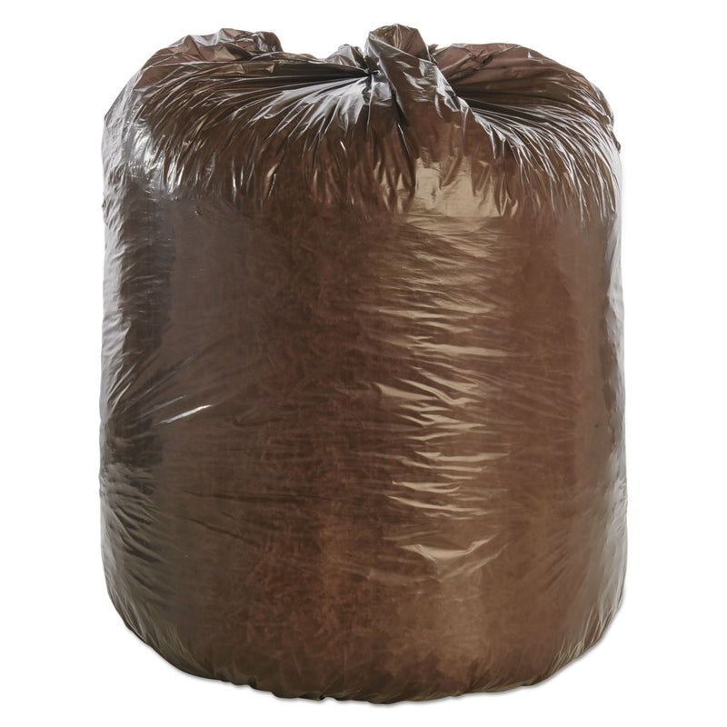 Stout Controlled Life-Cycle Plastic Trash Bags, 30 gal, 0.8 mil, 30" x 36", Brown, 60/Box