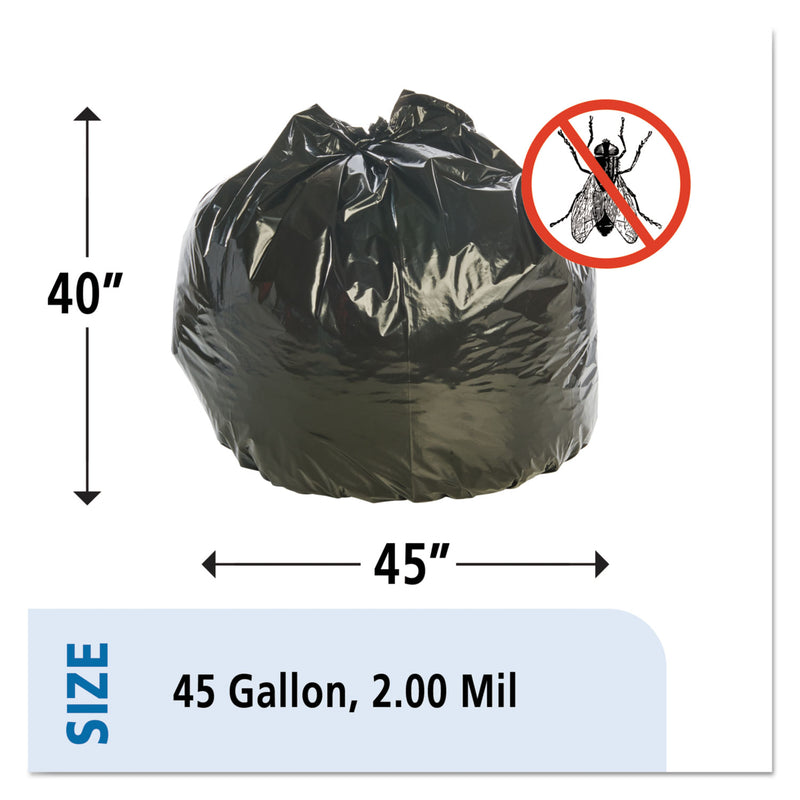 Stout Insect-Repellent Trash Bags, 45 gal, 2 mil, 40" x 45", Black, 65/Box