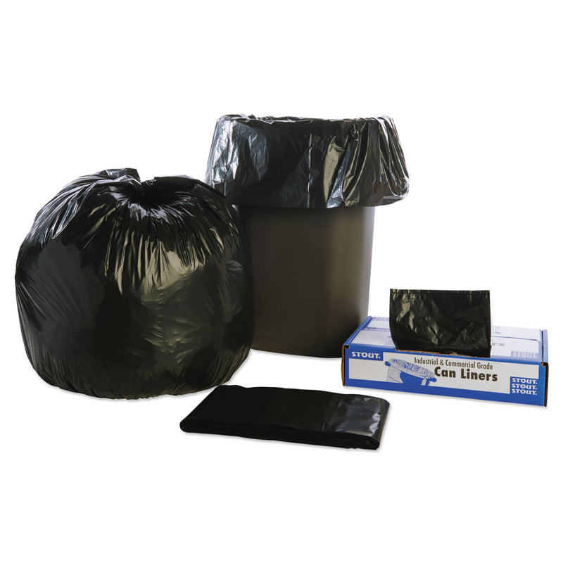 Stout Total Recycled Content Plastic Trash Bags, 33 gal, 1.3 mil, 33" x 40", Brown/Black, 100/Carton