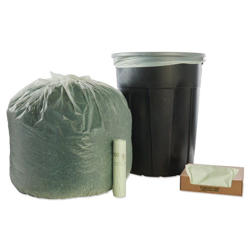 Stout EcoSafe-6400 Bags, 48 gal, 0.85 mil, 42" x 48", Green, 40/Box