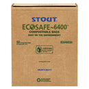Stout EcoSafe-6400 Bags, 32 gal, 0.85 mil, 33" x 48", Green, 50/Box