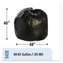 Stout Total Recycled Content Plastic Trash Bags, 45 gal, 1.5 mil, 40" x 48", Brown/Black, 100/Carton