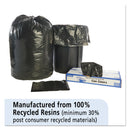 Stout Total Recycled Content Plastic Trash Bags, 65 gal, 1.5 mil, 50" x 51", Brown/Black, 100/Carton