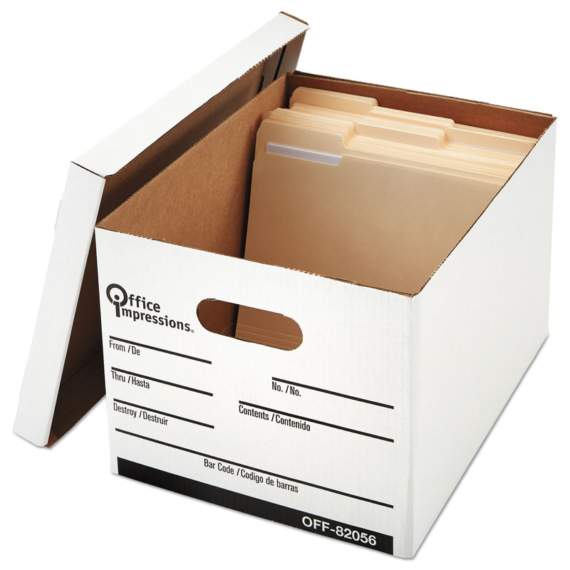 Office Impressions Medium-Duty Economy Storage Files, Letter/Legal Files, 14" Wide , White, 12/Carton