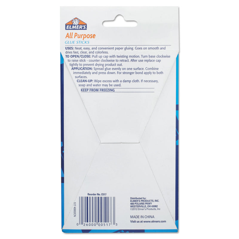 Elmer's Disappearing Glue Stick, 0.77 oz, Applies White, Dries Clear, 12/Pack