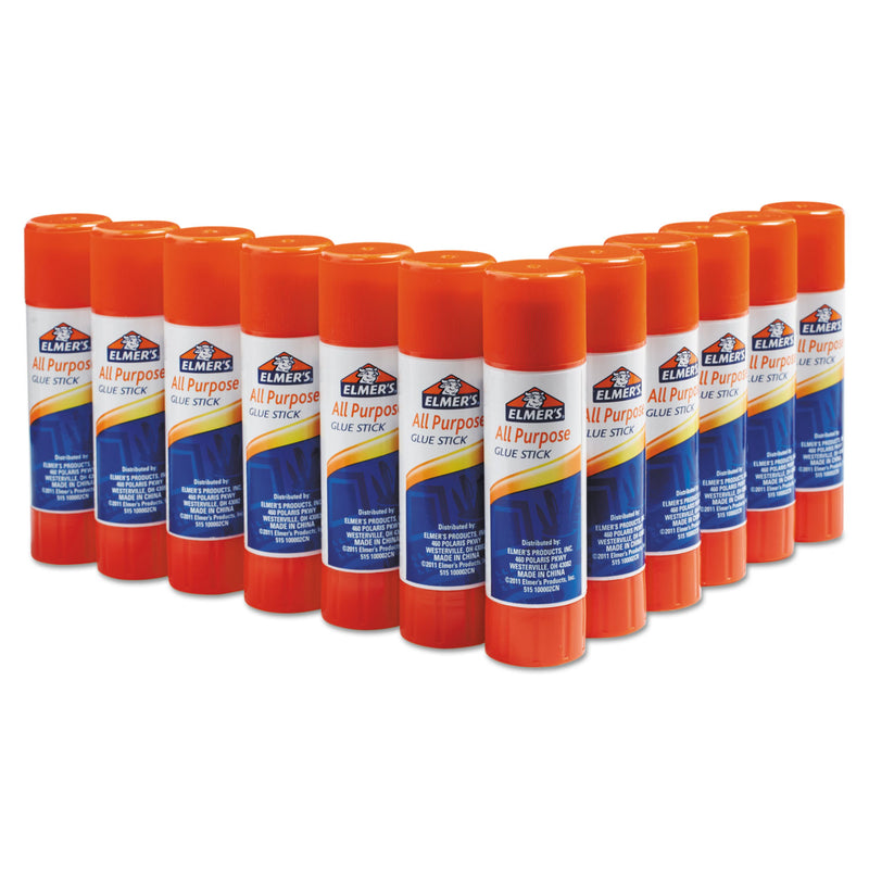 Elmer's Disappearing Glue Stick, 0.77 oz, Applies White, Dries Clear, 12/Pack