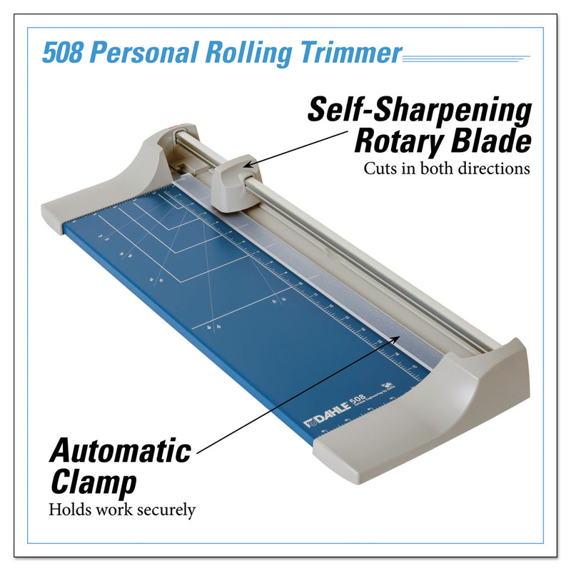 Dahle Rolling/Rotary Paper Trimmer/Cutter, 7 Sheets, 18" Cut Length, Metal Base, 8.25 x 22.88
