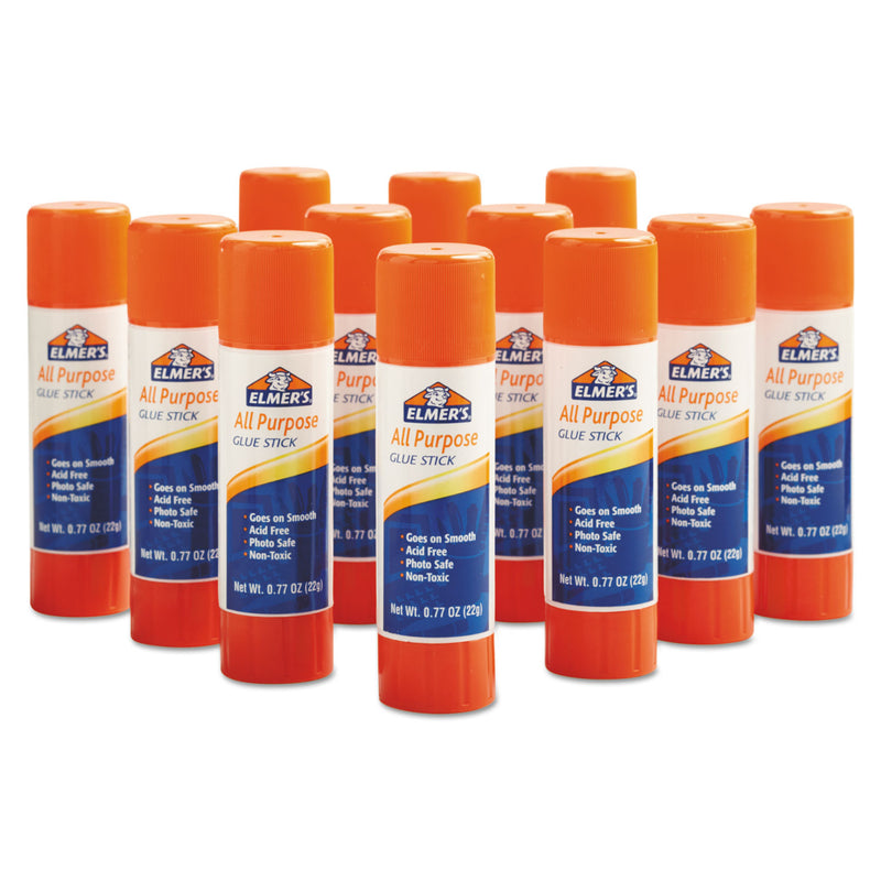 Elmer's Disappearing Glue Stick, 0.21 oz, Applies White, Dries Clear, 24/Pack