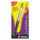 Pilot VBall RT Liquid Ink Roller Ball Pen, Retractable, Fine 0.7 mm, Black Ink, Black/White Barrel