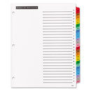Office Essentials Table 'n Tabs Dividers, 26-Tab, A to Z, 11 x 8.5, White, Assorted Tabs, 1 Set