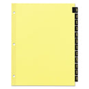 Office Essentials Preprinted Black Leather Tab Dividers, 12-Tab, Jan. to Dec., 11 x 8.5, Buff, 1 Set
