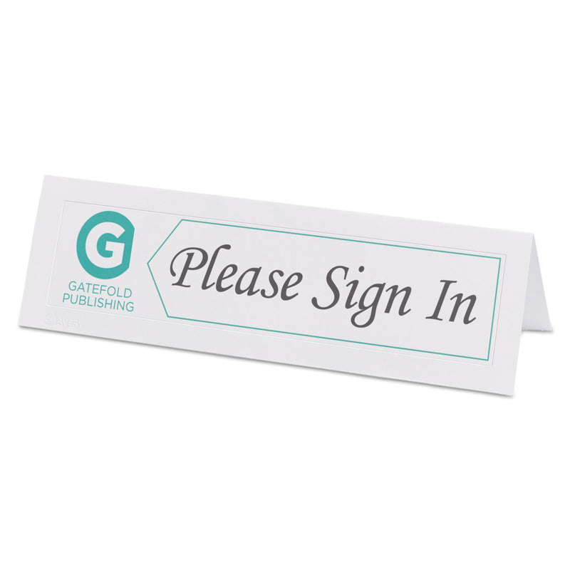 Avery Medium Embossed Tent Cards, White, 2.5 x 8.5, 2 Cards/Sheet, 50 Sheets/Box