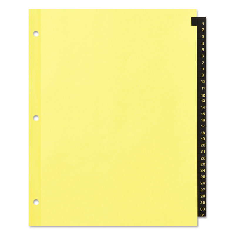 Office Essentials Preprinted Black Leather Tab Dividers, 31-Tab, 1 to 31, 11 x 8.5, Buff, 1 Set