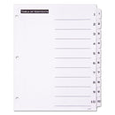 Office Essentials Table 'n Tabs Dividers, 10-Tab, 1 to 10, 11 x 8.5, White, White Tabs, 1 Set
