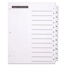 Office Essentials Table 'n Tabs Dividers, 12-Tab, 1 to 12, 11 x 8.5, White, White Tabs, 1 Set
