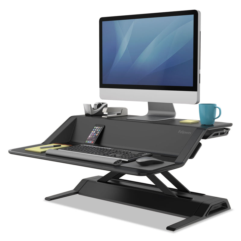 Fellowes Lotus Sit-Stands Workstation, 32.75" x 24.25" x 5.5" to 22.5", Black